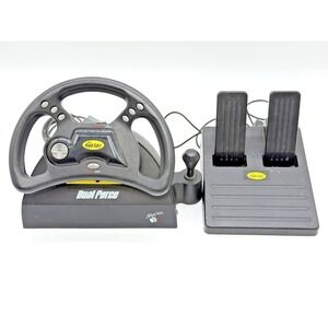 Mad Catz Dual Force Racing Wheel & Pedals PS1 PS2 Steering Wheel Untested